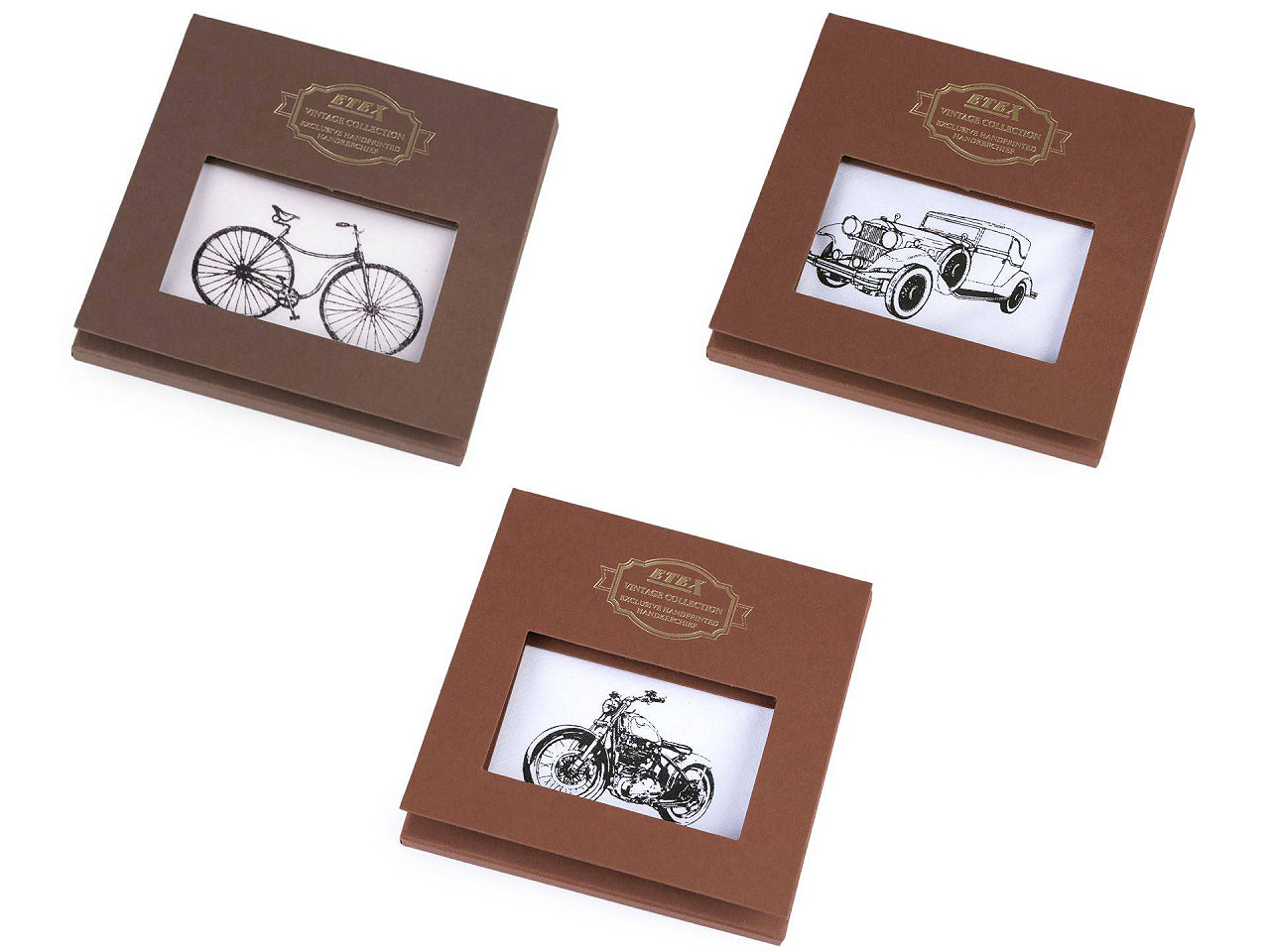 Men's handkerchief in gift box - bike, car, motorbike - White (1 Piece)
