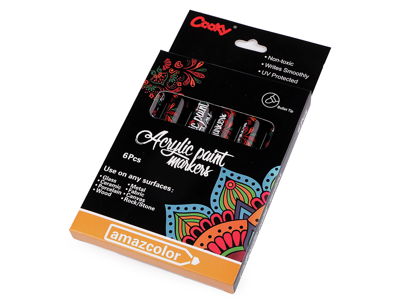 Acrylic paint markers 6 pcs, 1-2 mm - Mix (1 Box)