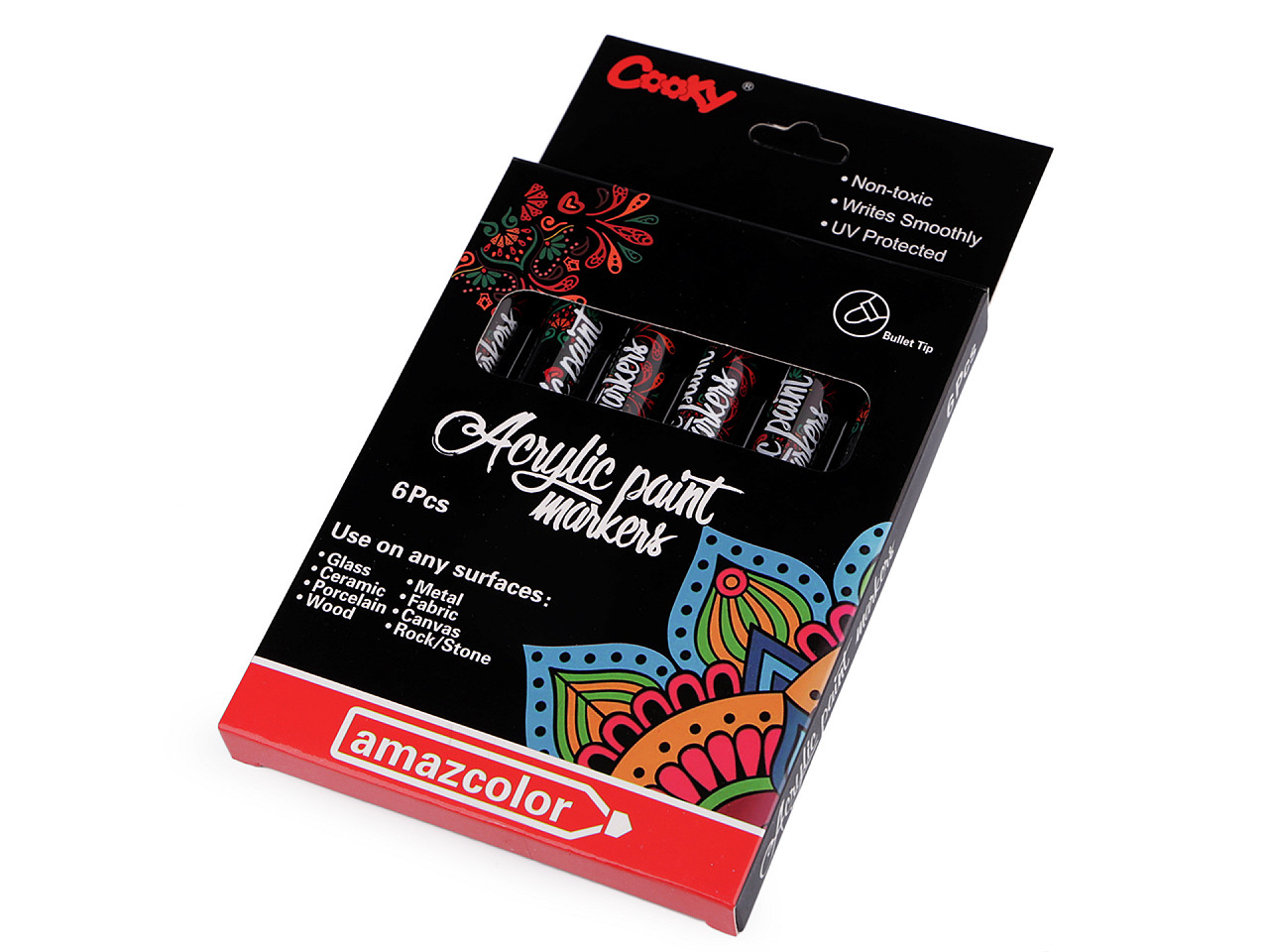 Acrylic paint markers 6 pcs, 1-2 mm - Mix (1 Box)