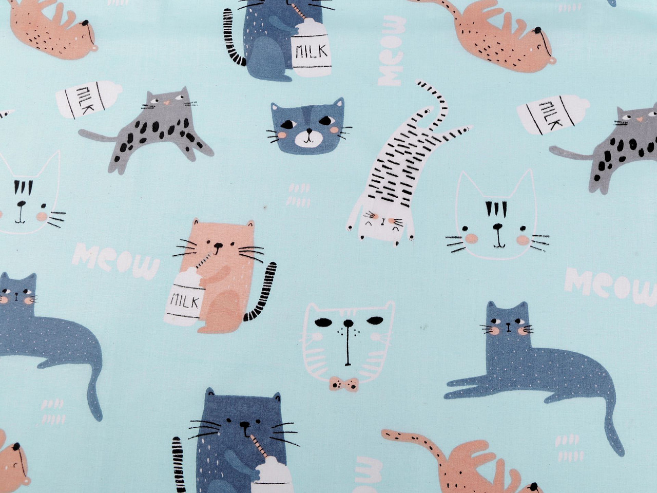 Cotton fabric / canvas cats - Lightbeige (1 Meter)