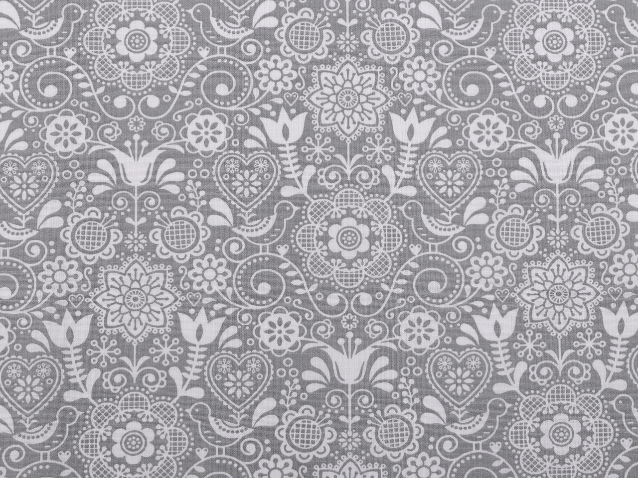 Cotton fabric / canvas - folk style - Blue dark (1 Meter)