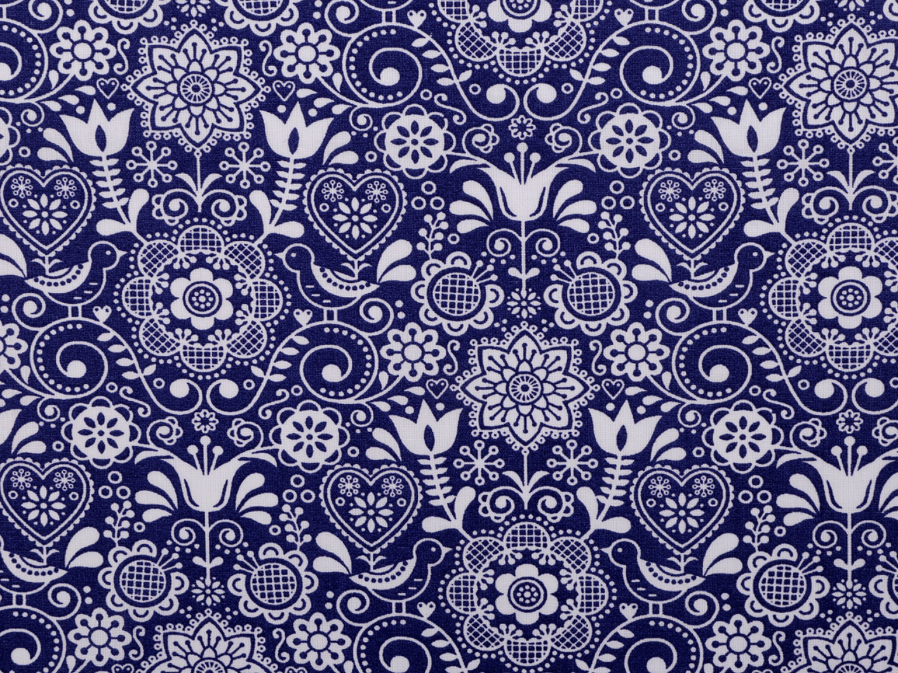 Cotton fabric / canvas - folk style - Blue dark (1 Meter)