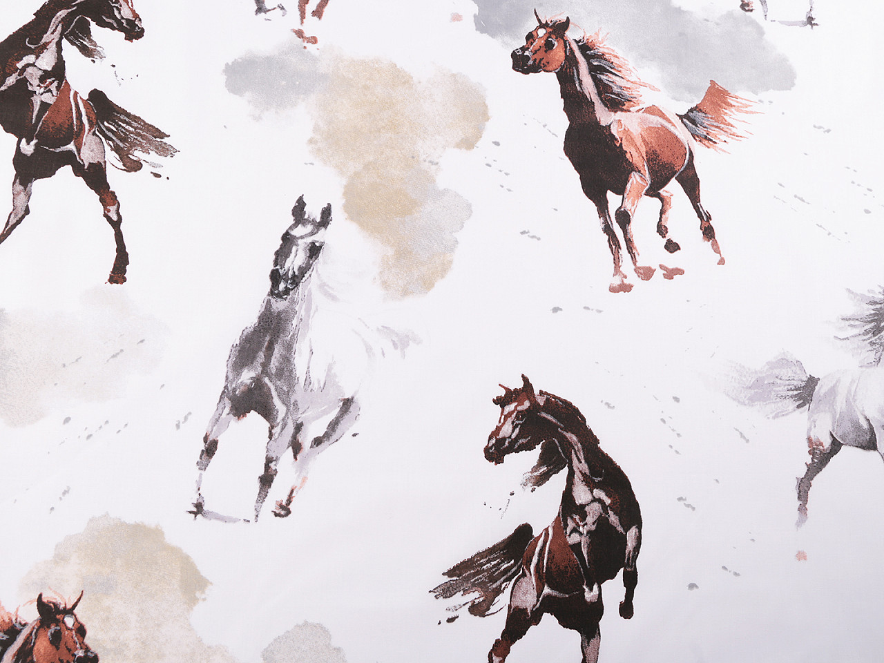 Cotton fabric / canvas, horse - White (1 Meter)