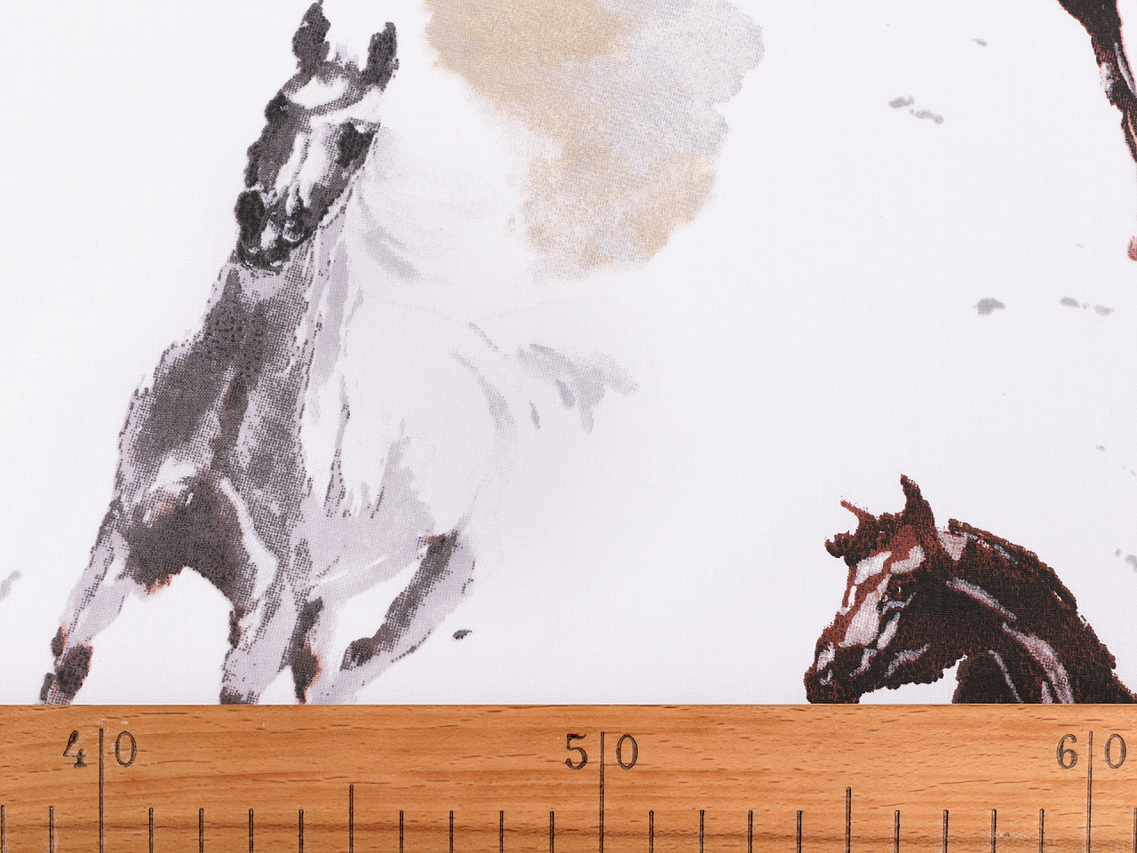 Cotton fabric / canvas, horse - White (1 Meter)