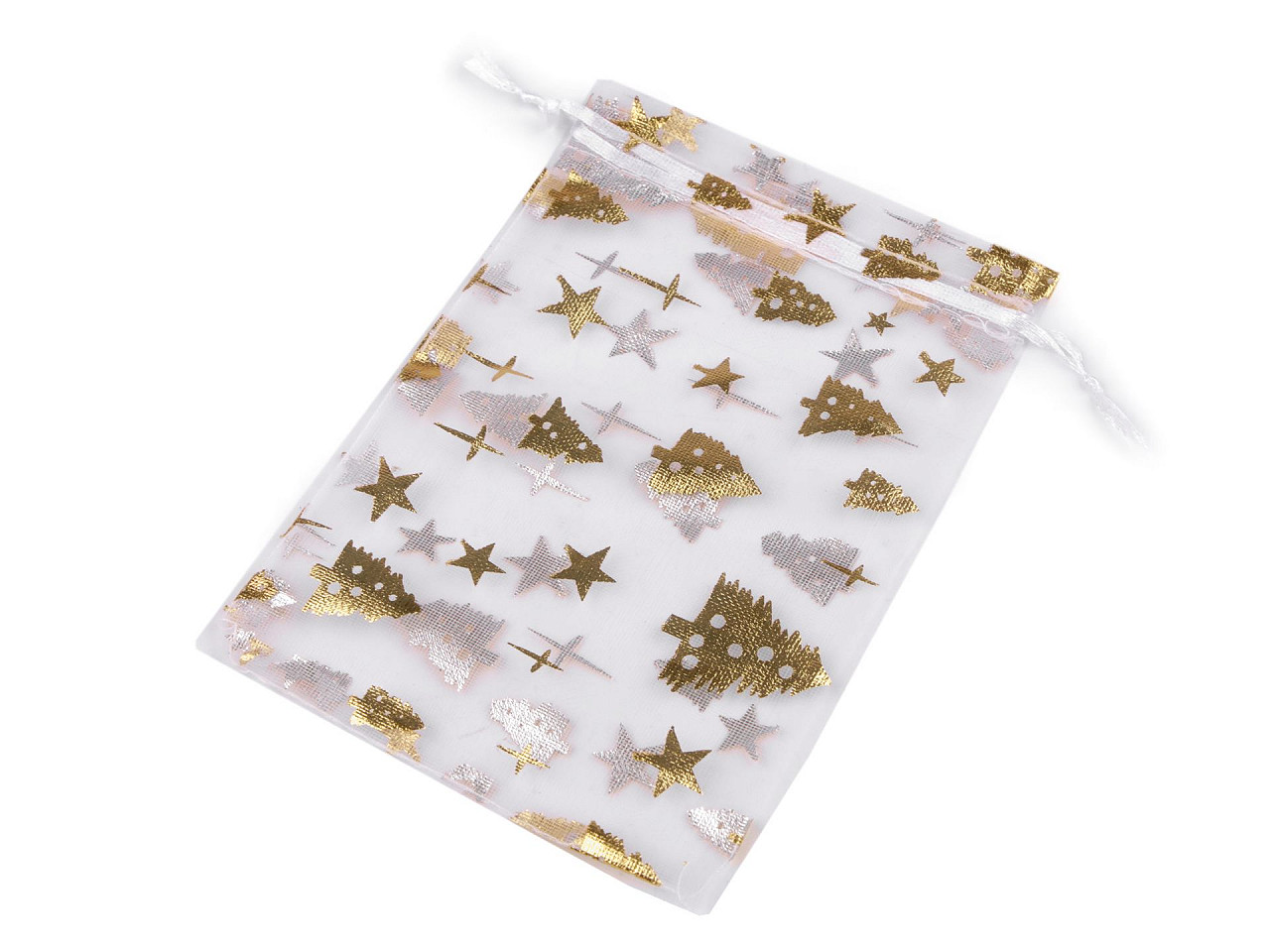 Christmas organza gift bag 10x14.5 cm - White (100 Pieces)