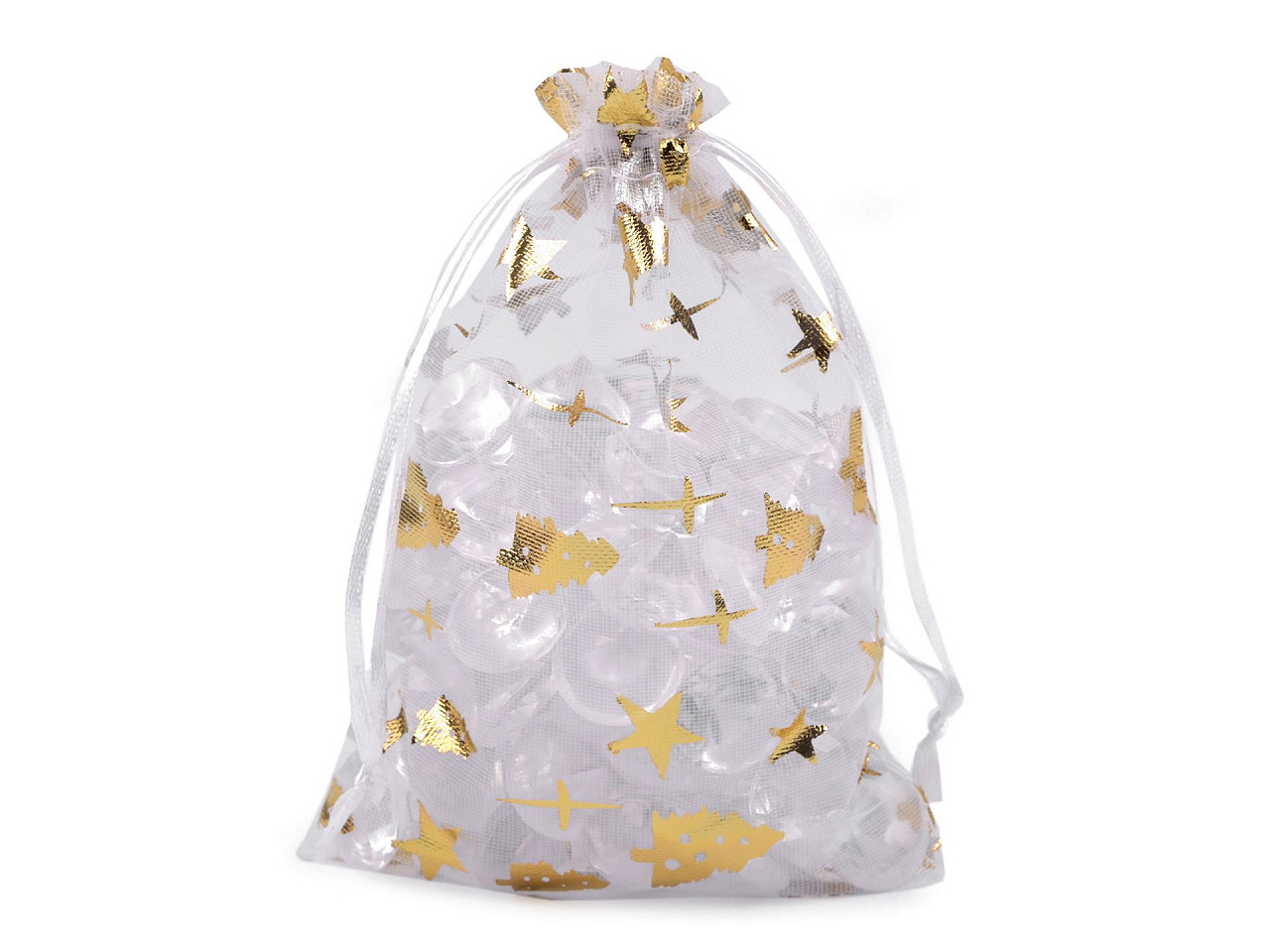 Christmas organza gift bag 10x14.5 cm - White (100 Pieces)