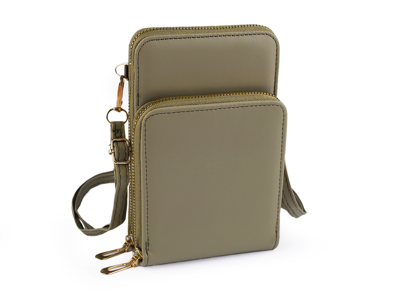 Crossbody bag with mobile phone pocket  11.5x18 cm - Grey-green (1 Piece)