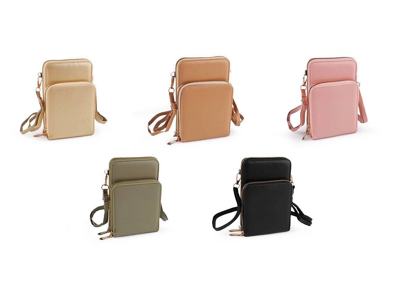 Crossbody bag with mobile phone pocket  11.5x18 cm - Grey-green (1 Piece)