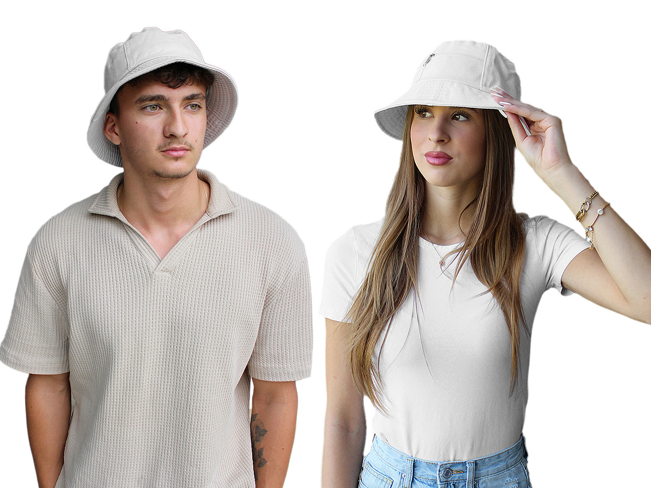 Cotton summer hat, unisex - White (1 Piece)