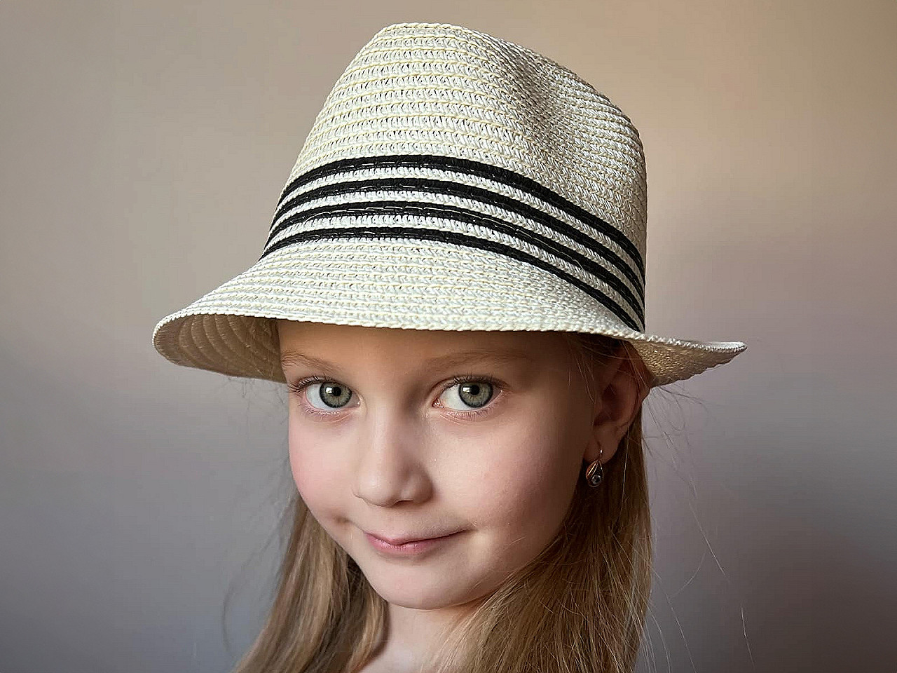 Children's summer hat / straw hat - Blue dark (1 Piece)