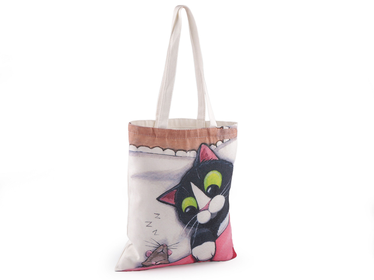 Cotton tote bag cat 34x40 cm - Azure blue (1 Piece)