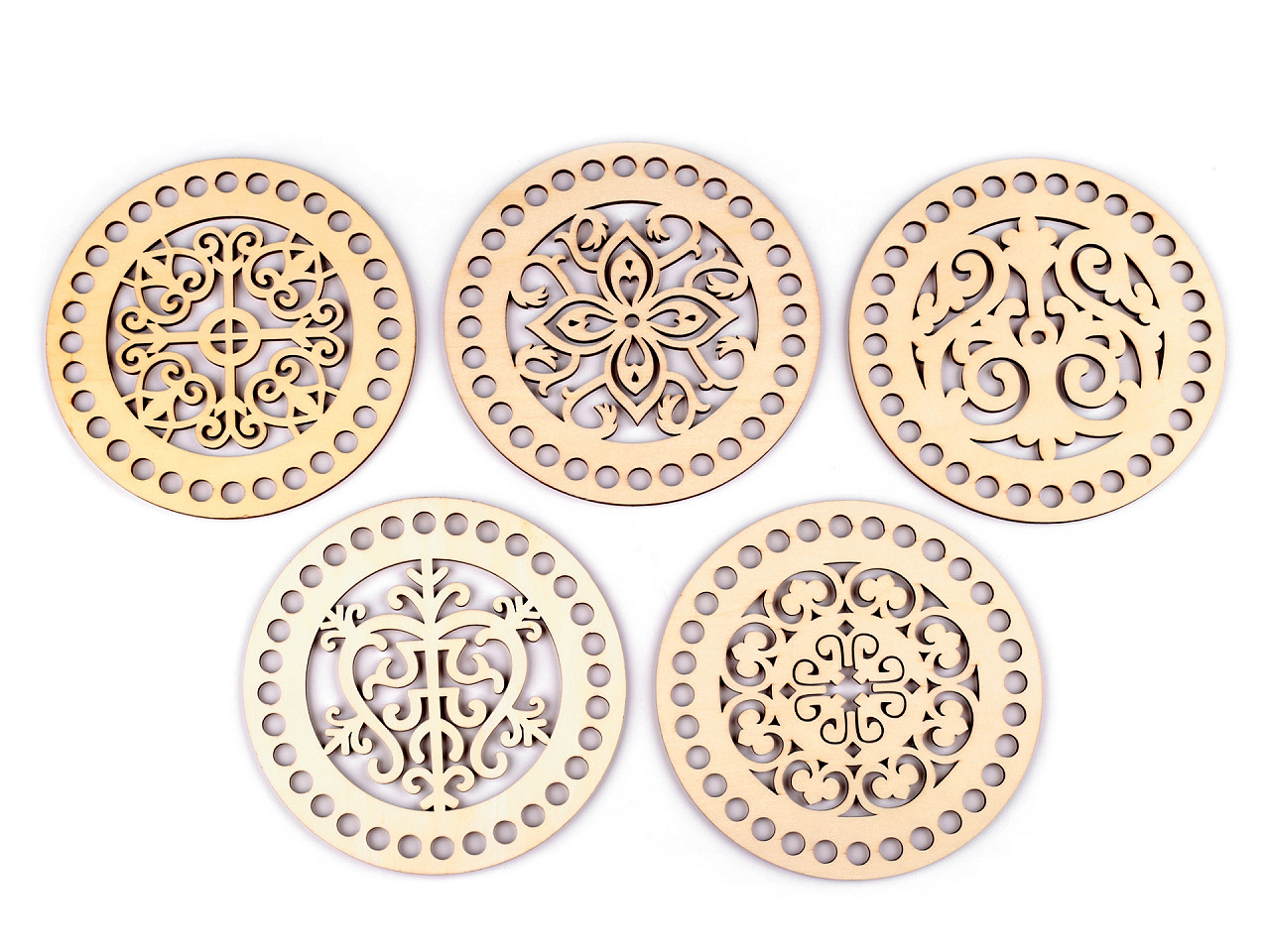 Lid for knitting / crochet, mandala ø15 cm - Natural light (1 Piece)