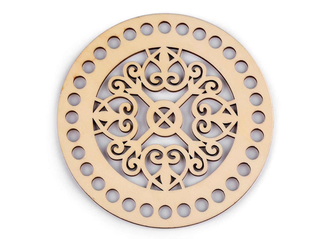 Lid for knitting / crochet, mandala ø15 cm - Natural light (1 Piece)