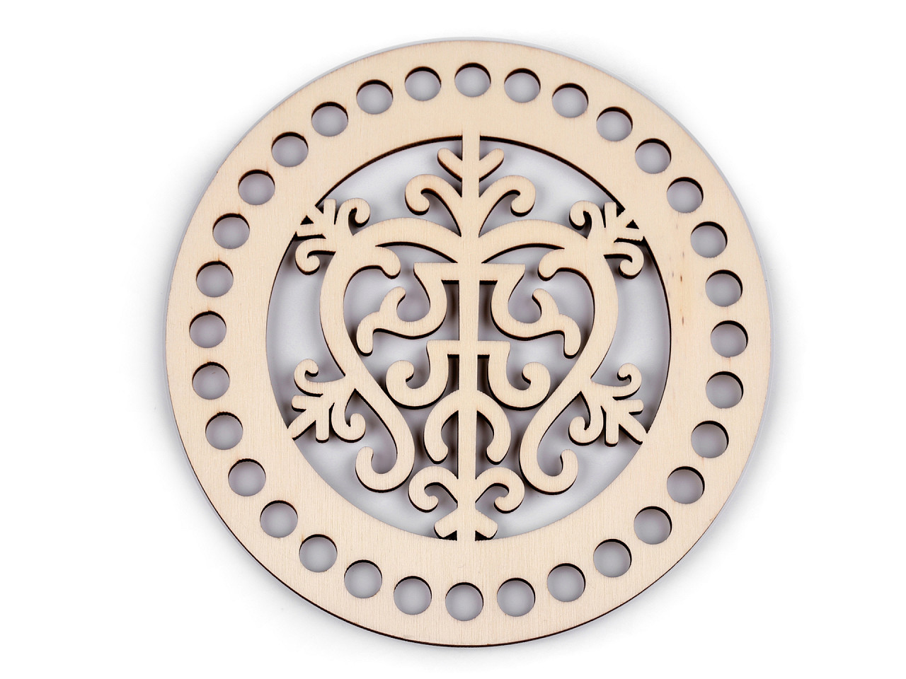 Lid for knitting / crochet, mandala ø15 cm - Natural light (1 Piece)
