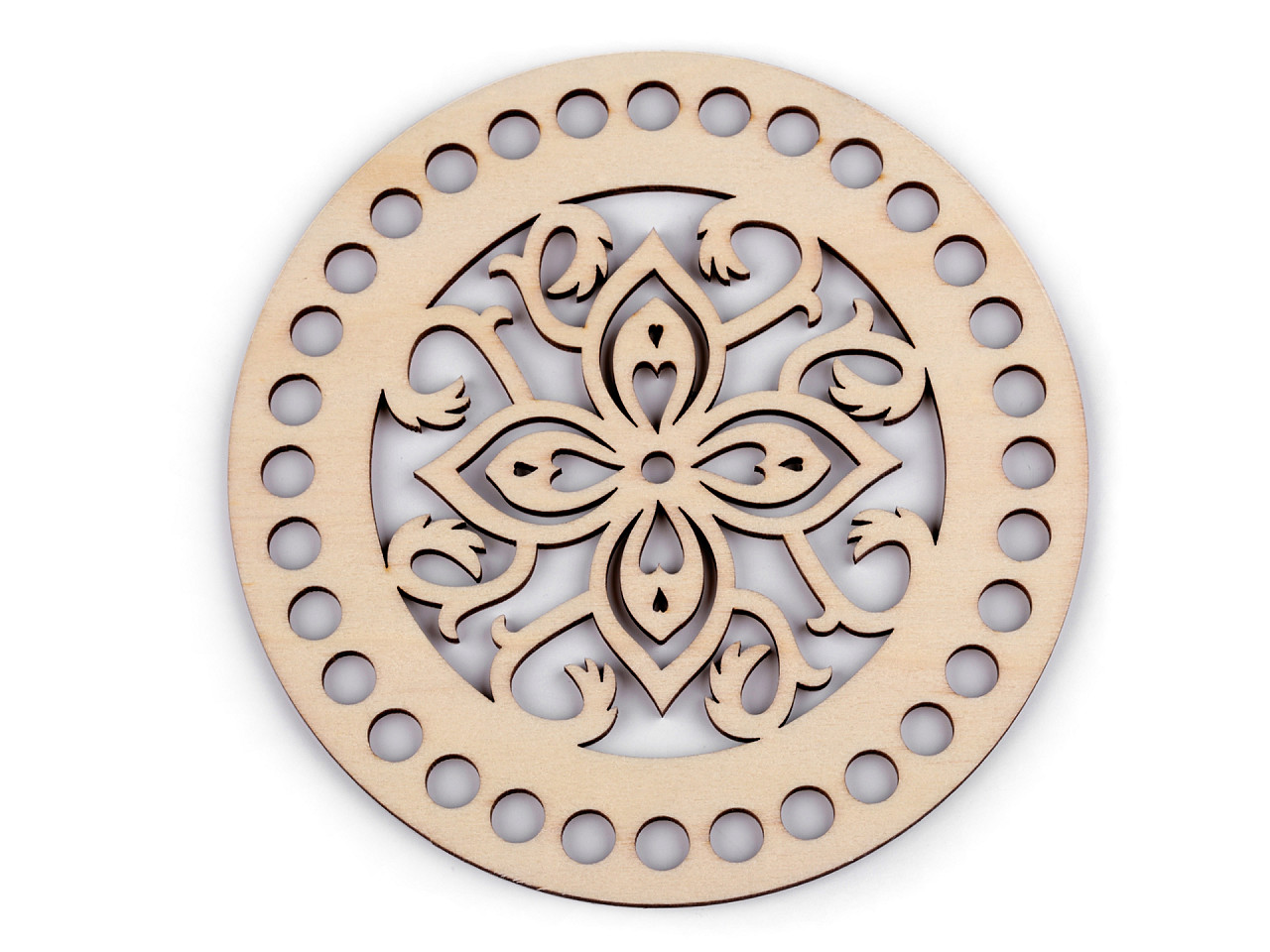 Lid for knitting / crochet, mandala ø15 cm - Natural light (1 Piece)