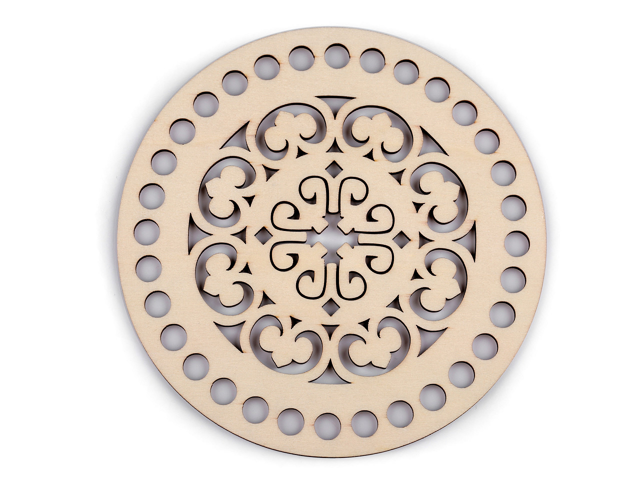 Lid for knitting / crochet, mandala ø15 cm - Natural light (1 Piece)