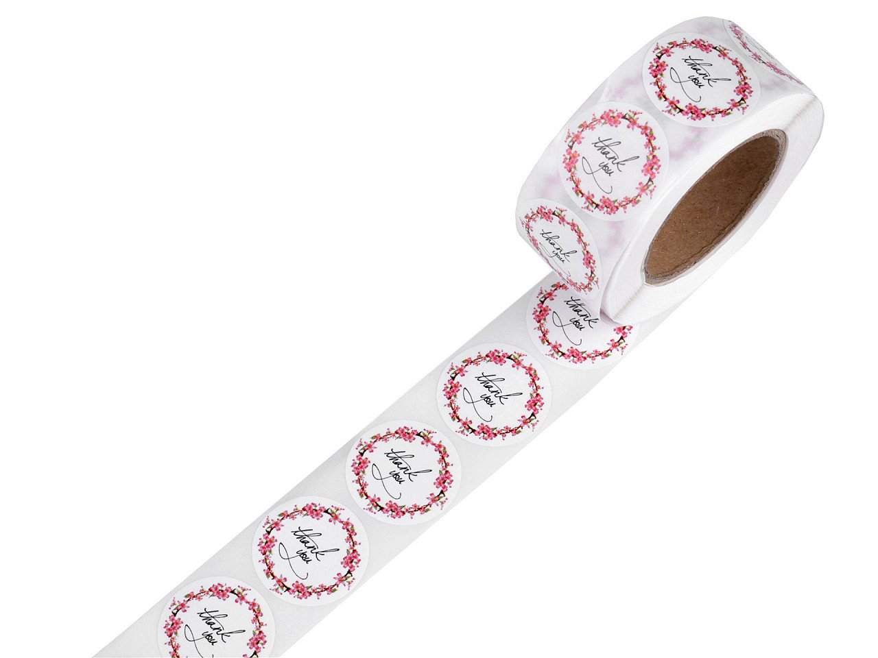 Handmade with love stickers,thank you round gift tag stickers ø25 mm - White (1 Roll)