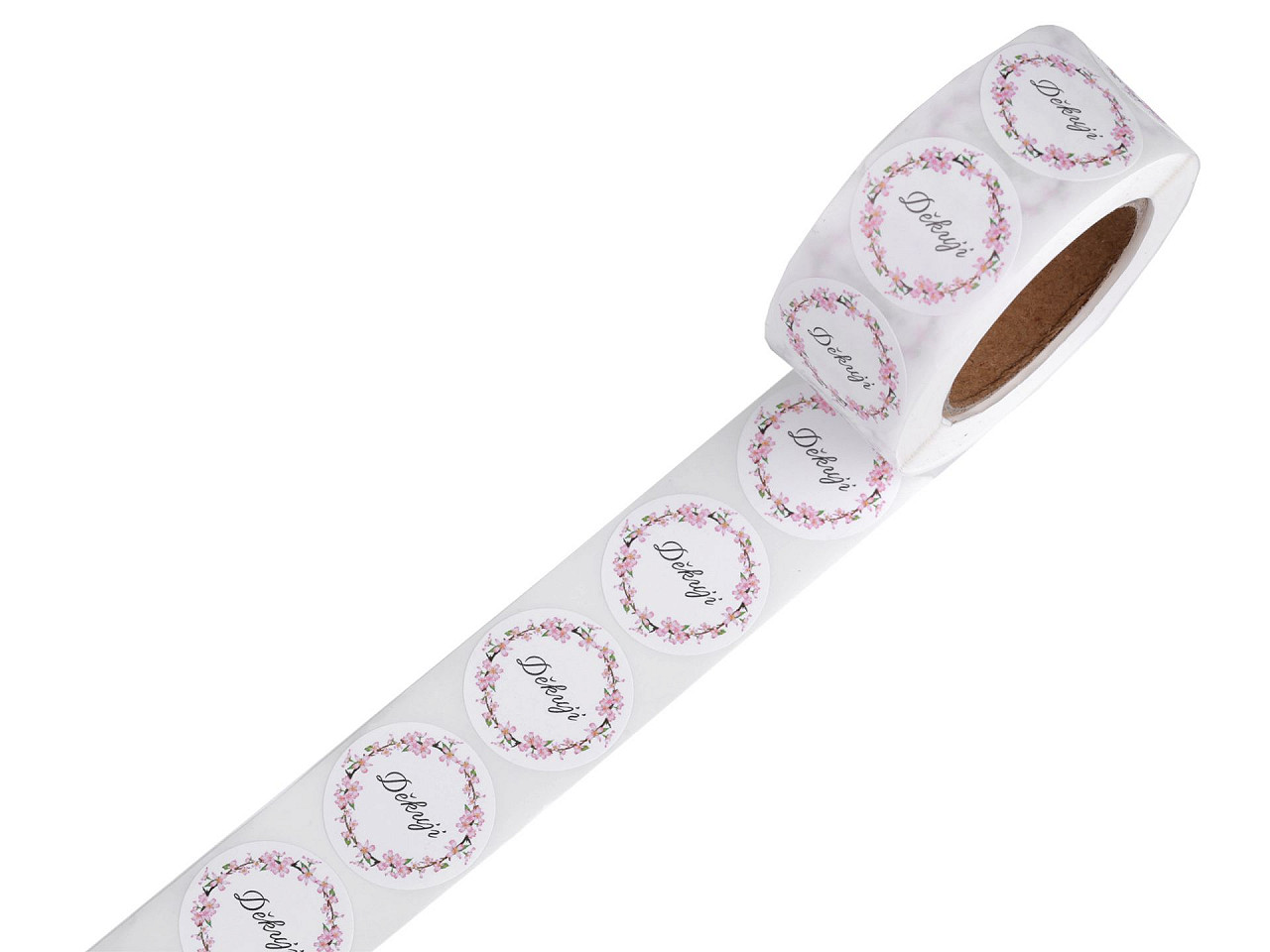 Handmade with love stickers,thank you round gift tag stickers ø25 mm - White (1 Roll)