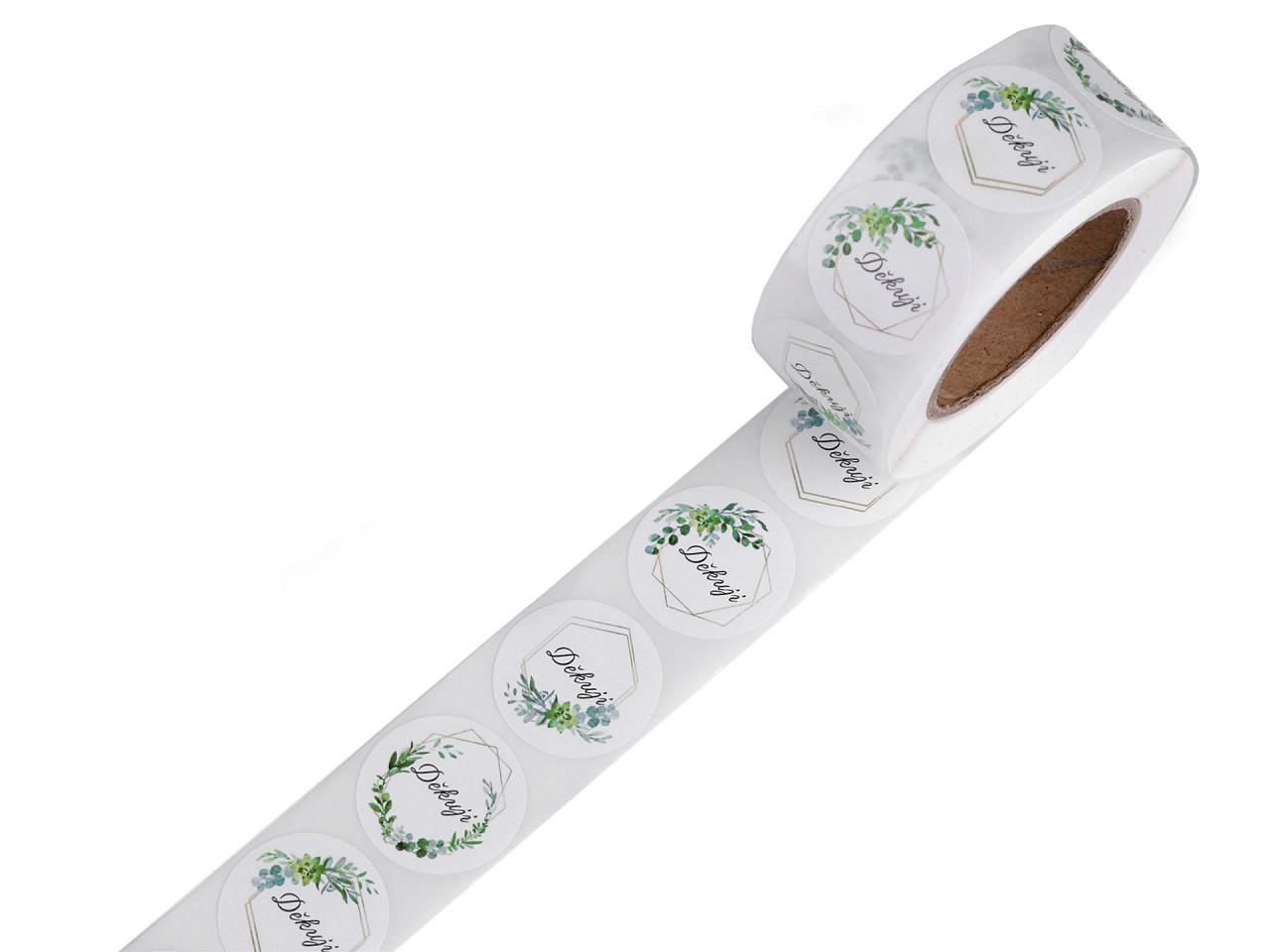 Handmade with love stickers,thank you round gift tag stickers ø25 mm - White (1 Roll)