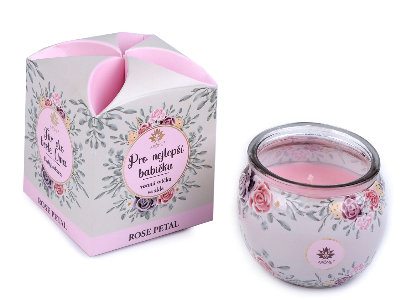 Scented candle in glass jar 90 g - Light pink (1 Piece)