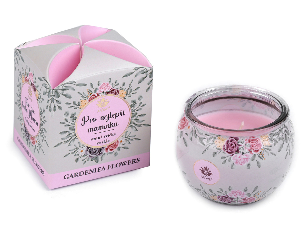 Scented candle in glass jar 90 g - Light pink (1 Piece)