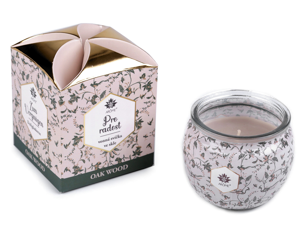 Scented candle in glass jar 90 g - Light pink (1 Piece)