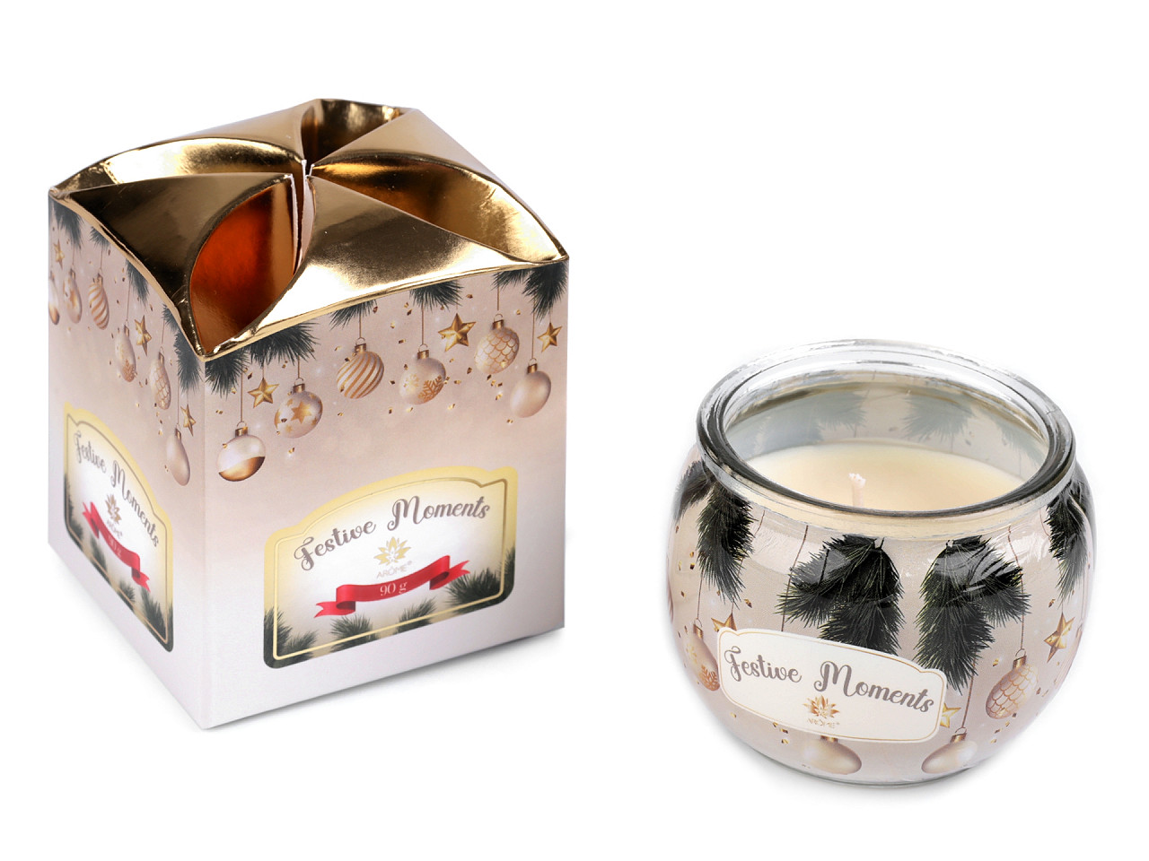 Scented candle in glass jar 90 g - Light pink (1 Piece)