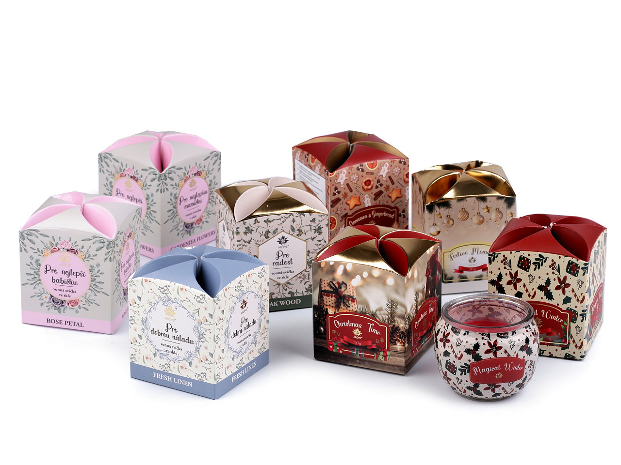 Scented candle in glass jar 90 g - Light pink (1 Piece)