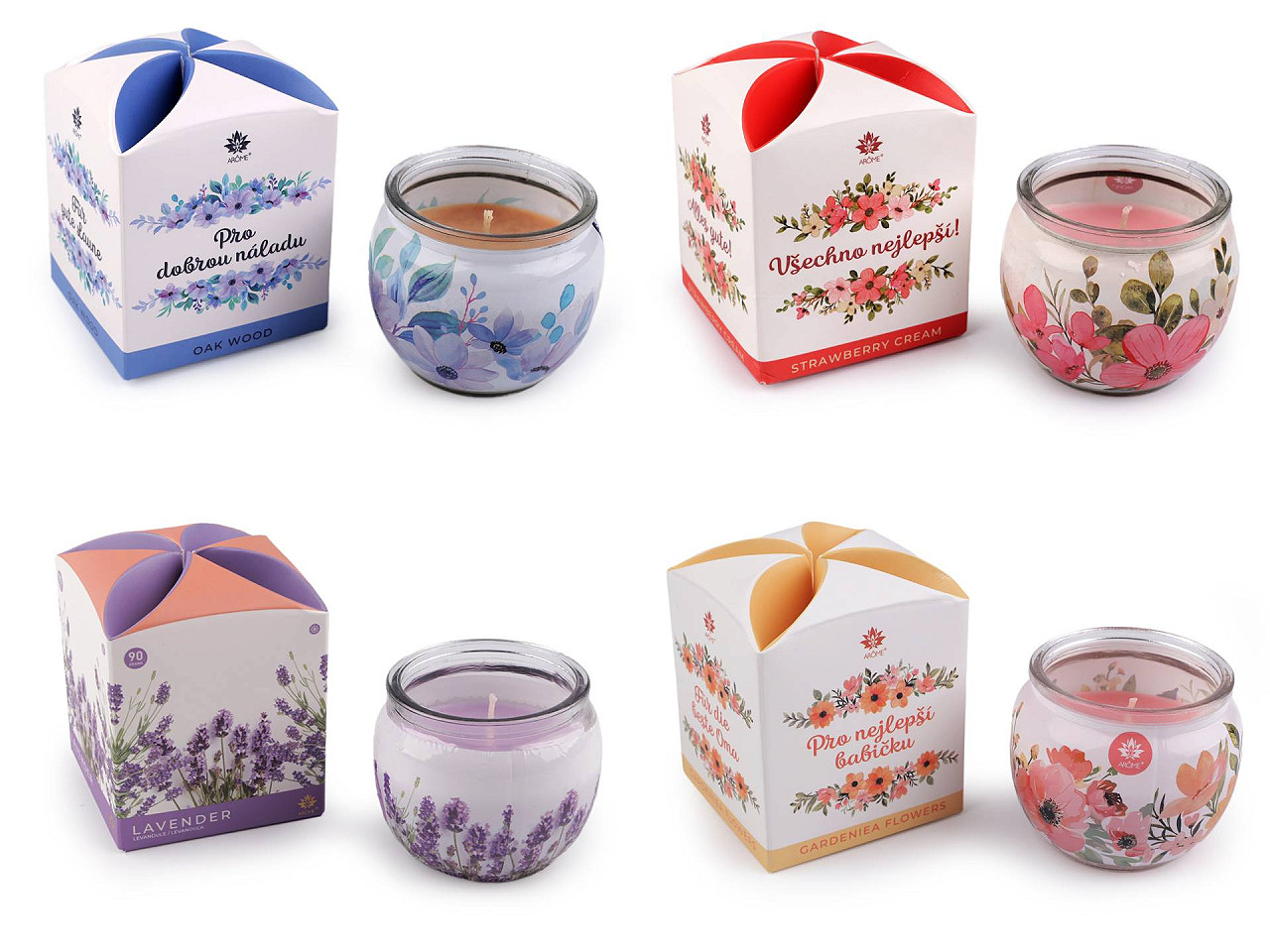 Scented candle in glass jar 90 g - Light pink (1 Piece)