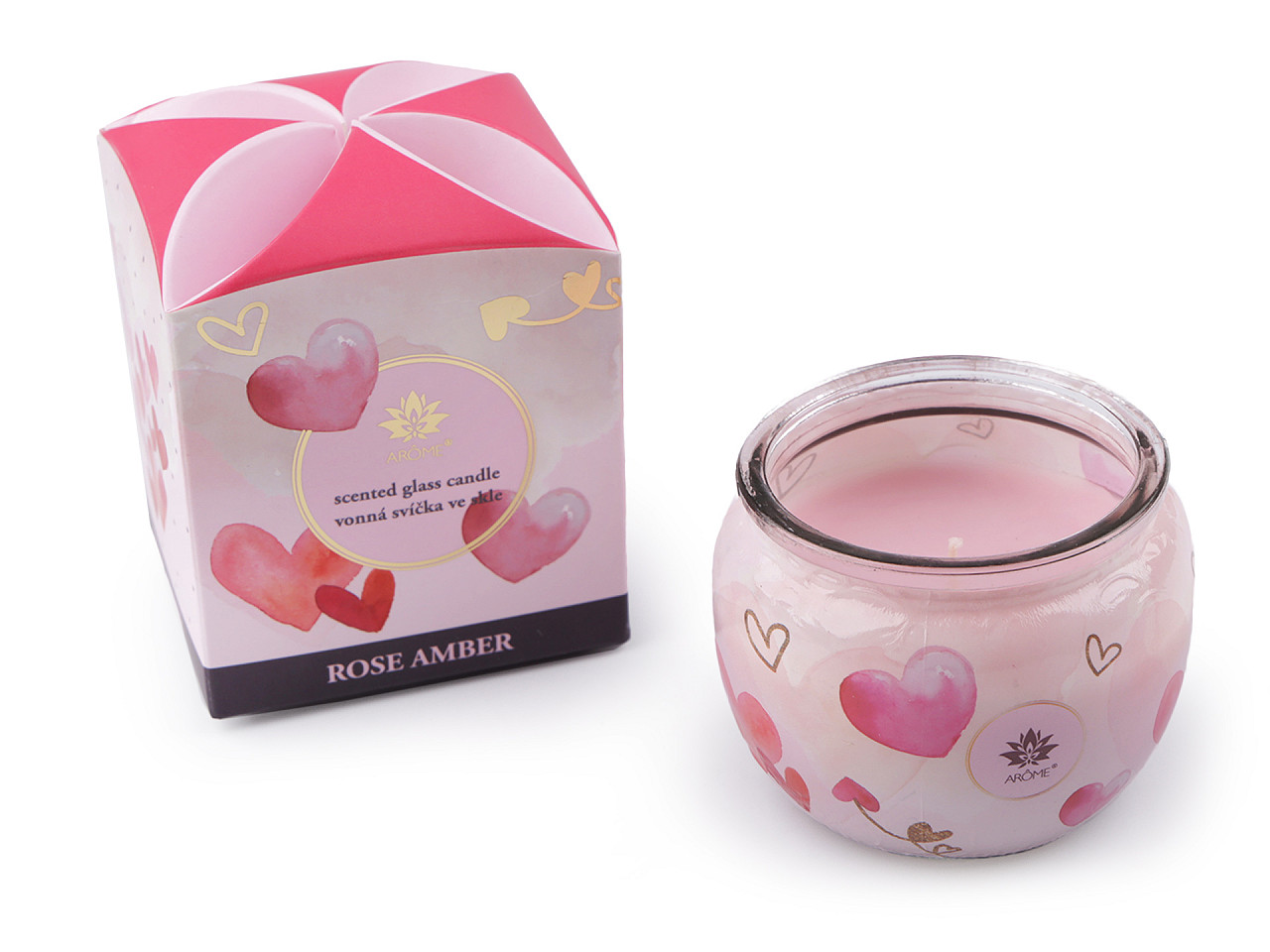 Scented candle in glass jar 90 g - Light pink (1 Piece)