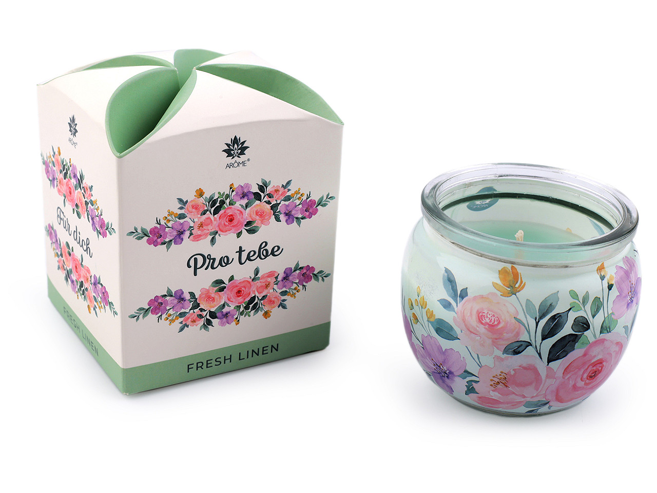 Scented candle in glass jar 90 g - Light pink (1 Piece)