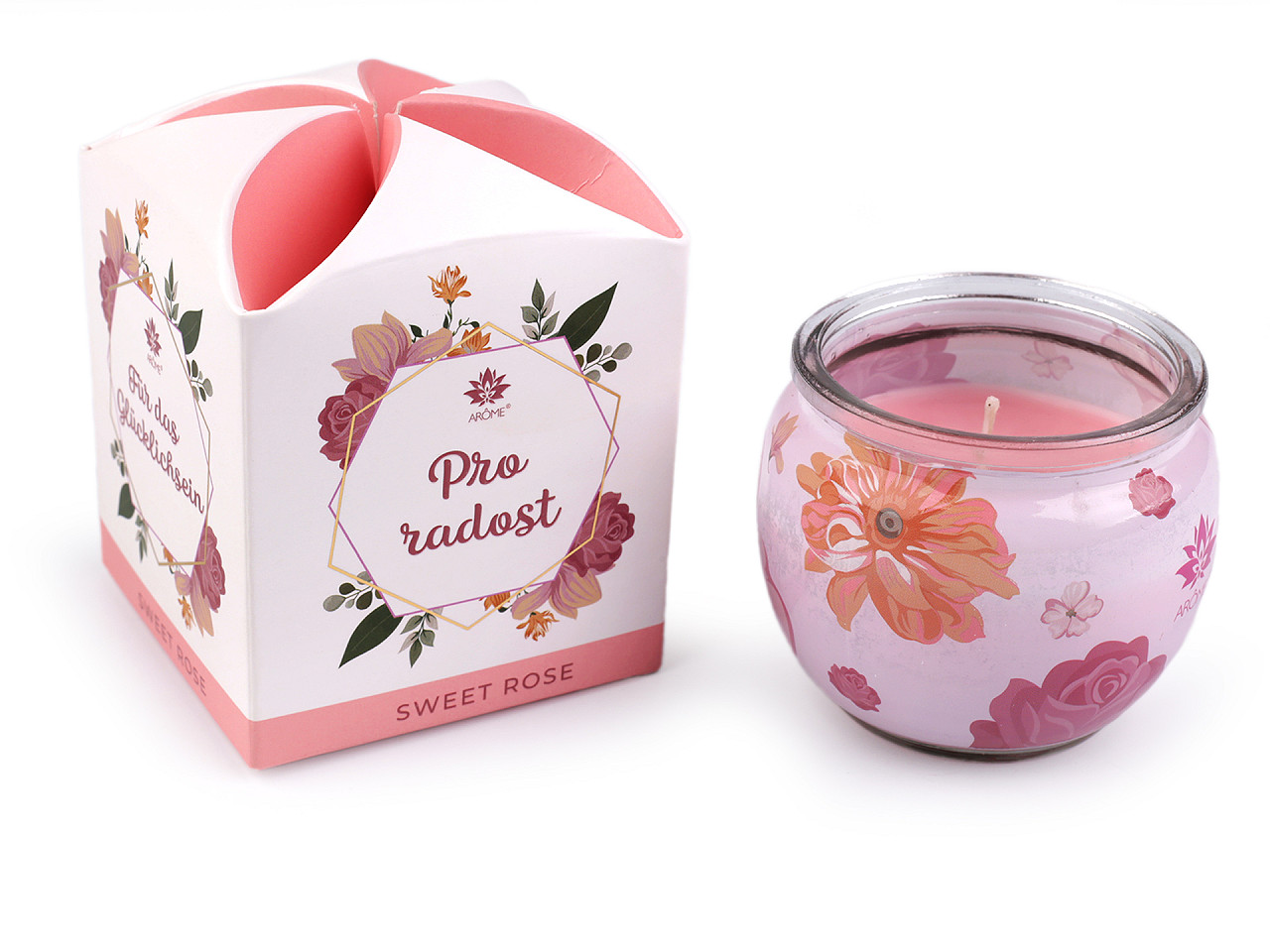 Scented candle in glass jar 90 g - Light pink (1 Piece)