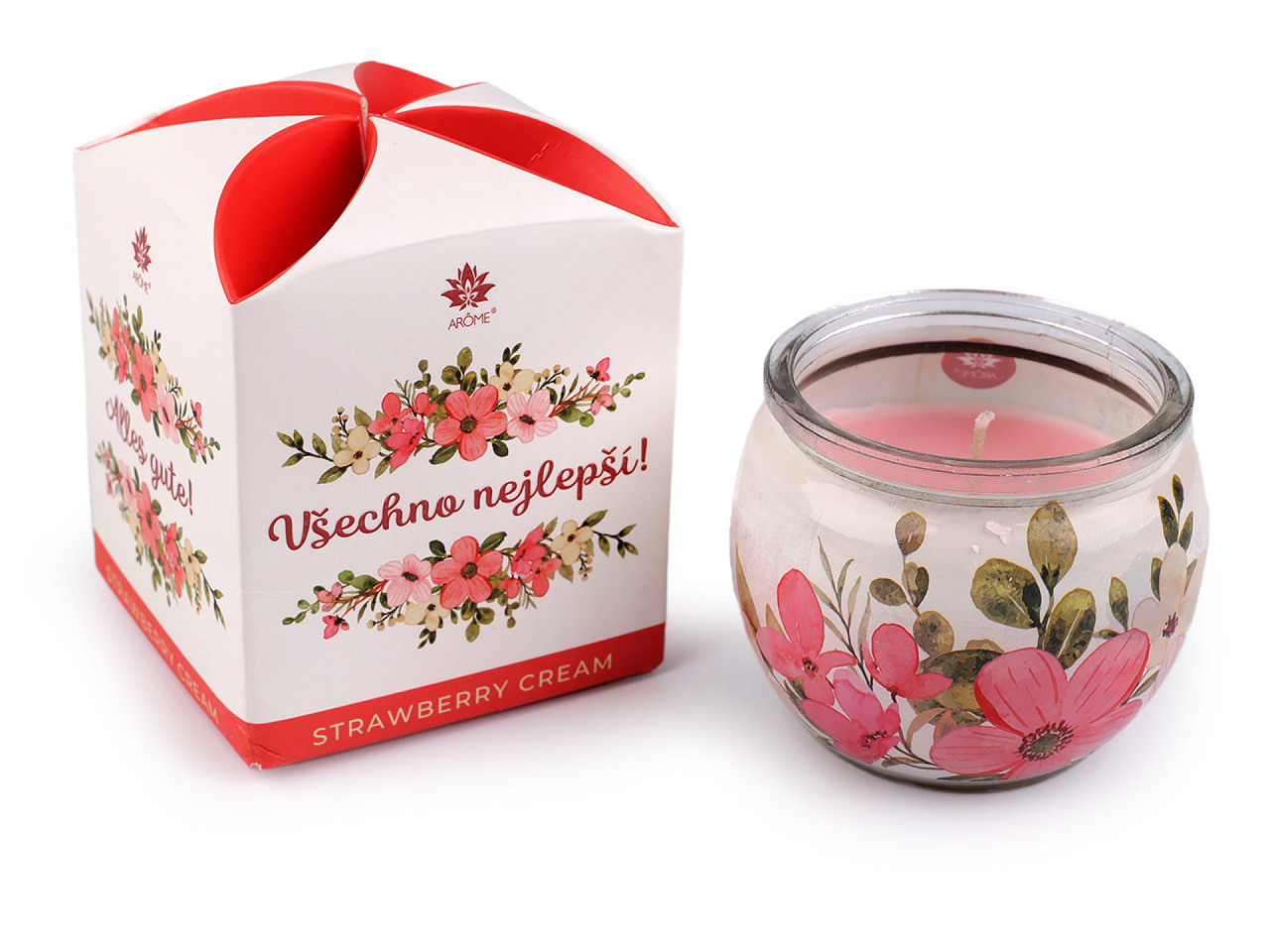Scented candle in glass jar 90 g - Light pink (1 Piece)