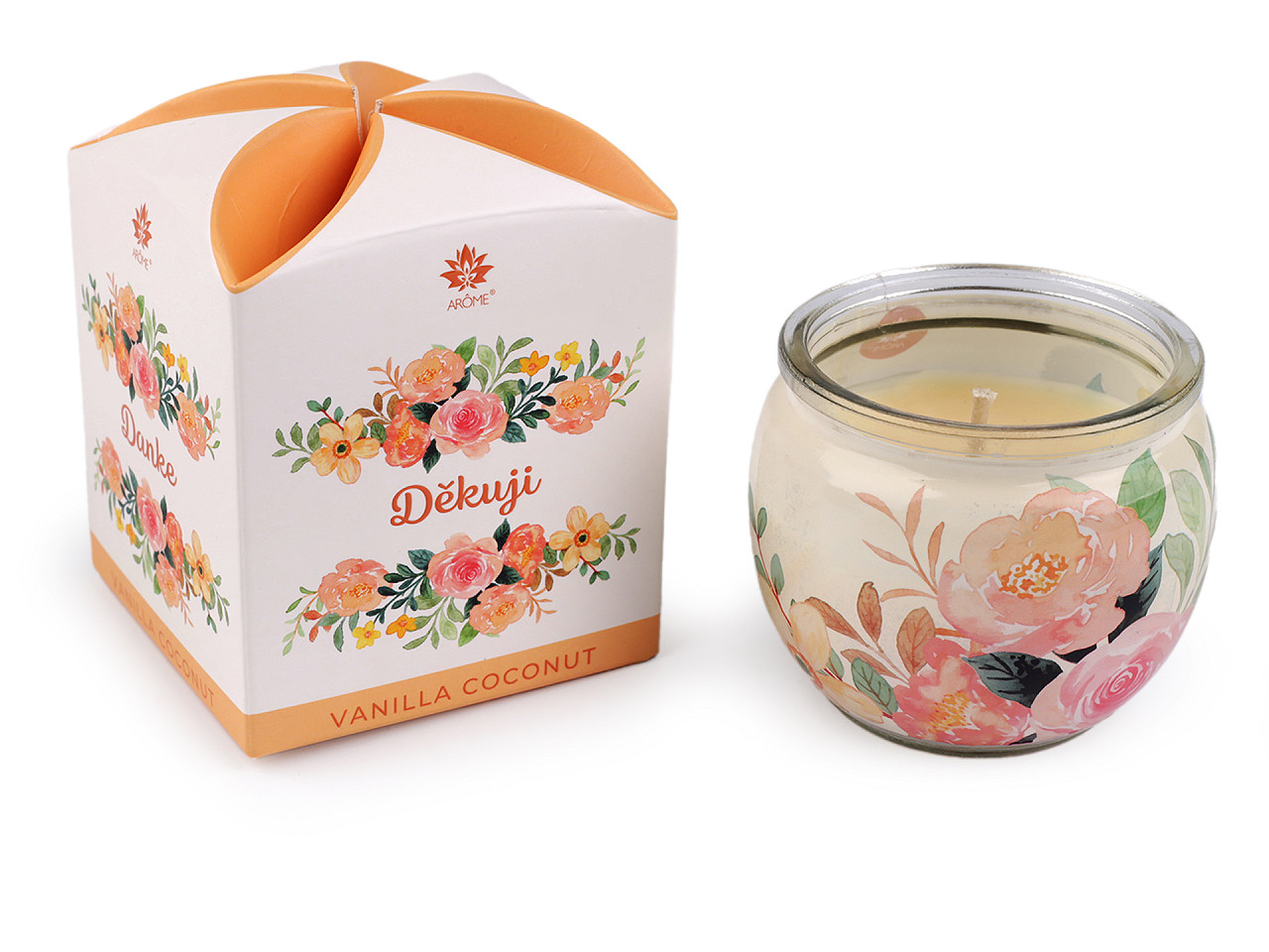 Scented candle in glass jar 90 g - Light pink (1 Piece)