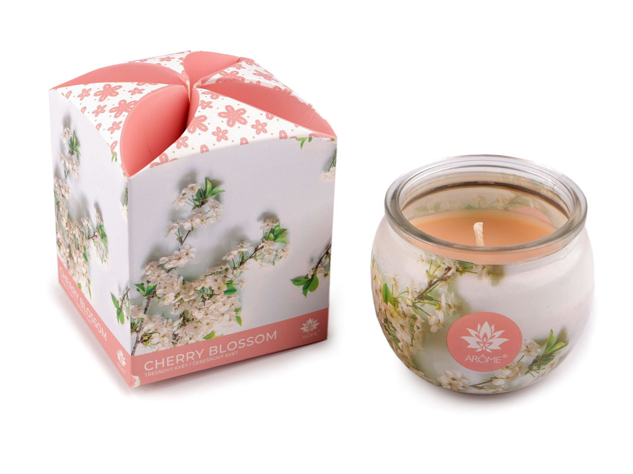 Scented candle in glass jar 90 g - Light pink (1 Piece)