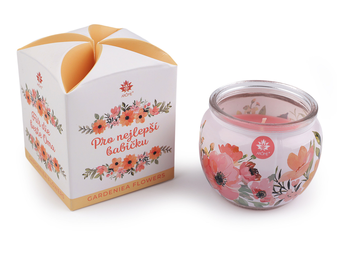 Scented candle in glass jar 90 g - Light pink (1 Piece)