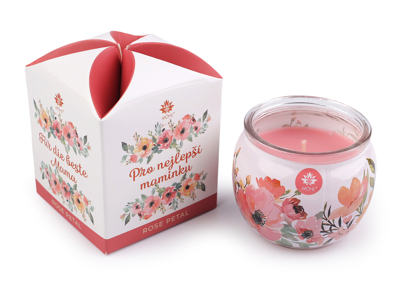 Scented candle in glass jar 90 g - Light pink (1 Piece)