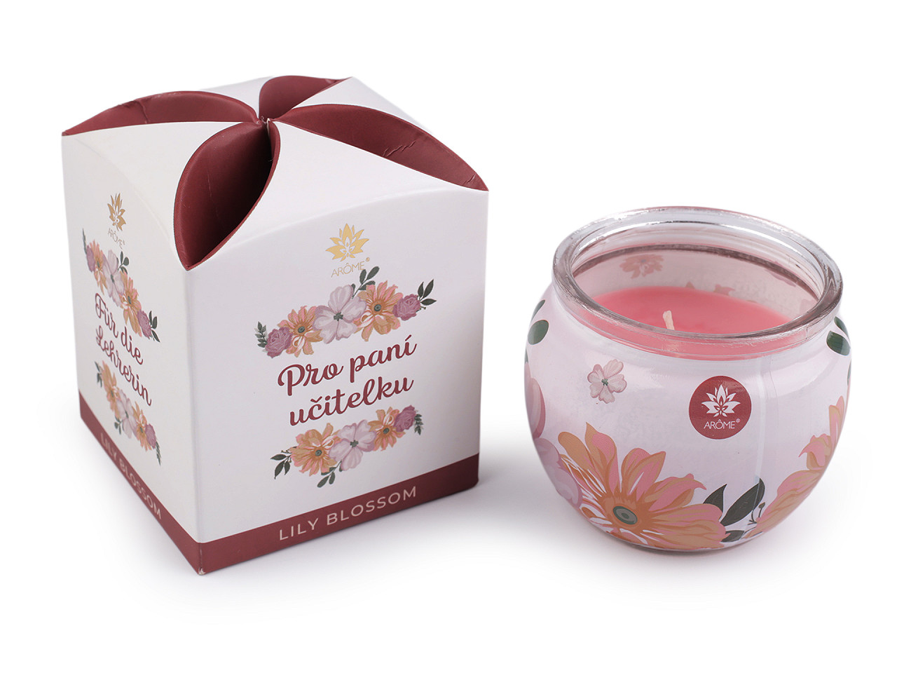 Scented candle in glass jar 90 g - Light pink (1 Piece)