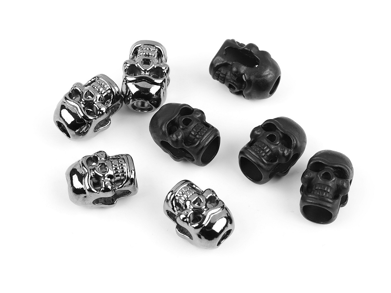 Cord end caps / metal decorative cord end tips, skull ø5 mm - Nickel (4 Pieces)