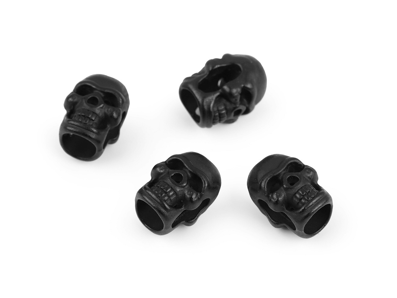 Cord end caps / metal decorative cord end tips, skull ø5 mm - Nickel (4 Pieces)