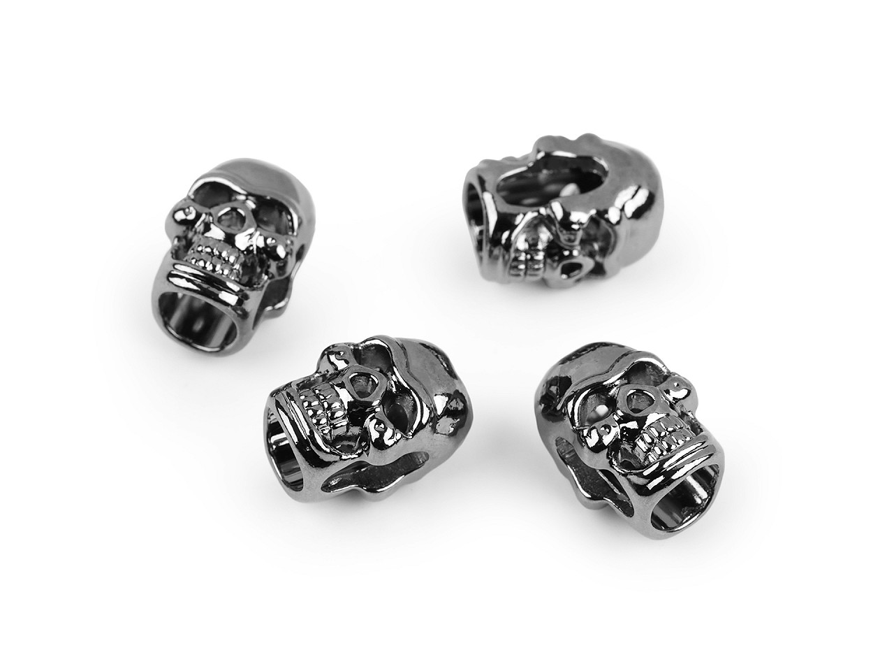 Cord end caps / metal decorative cord end tips, skull ø5 mm - Nickel (4 Pieces)
