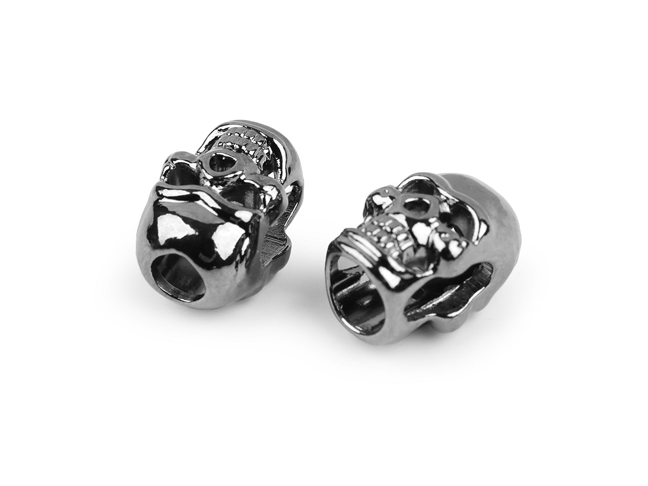 Cord end caps / metal decorative cord end tips, skull ø5 mm - Nickel (4 Pieces)