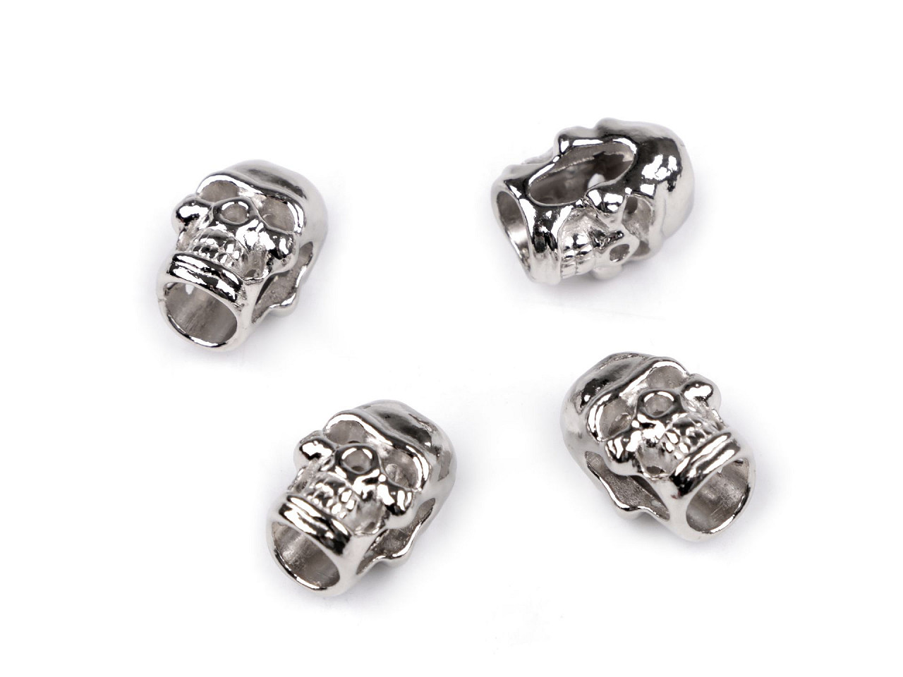 Cord end caps / metal decorative cord end tips, skull ø5 mm - Nickel (4 Pieces)