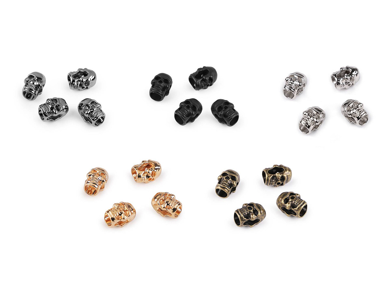 Cord end caps / metal decorative cord end tips, skull ø5 mm - Nickel (4 Pieces)