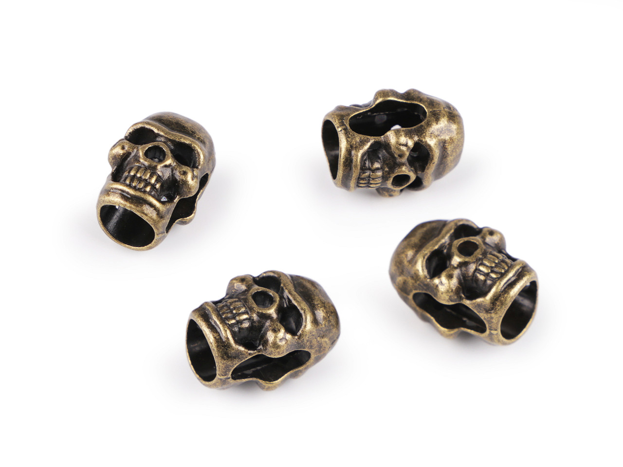 Cord end caps / metal decorative cord end tips, skull ø5 mm - Nickel (4 Pieces)