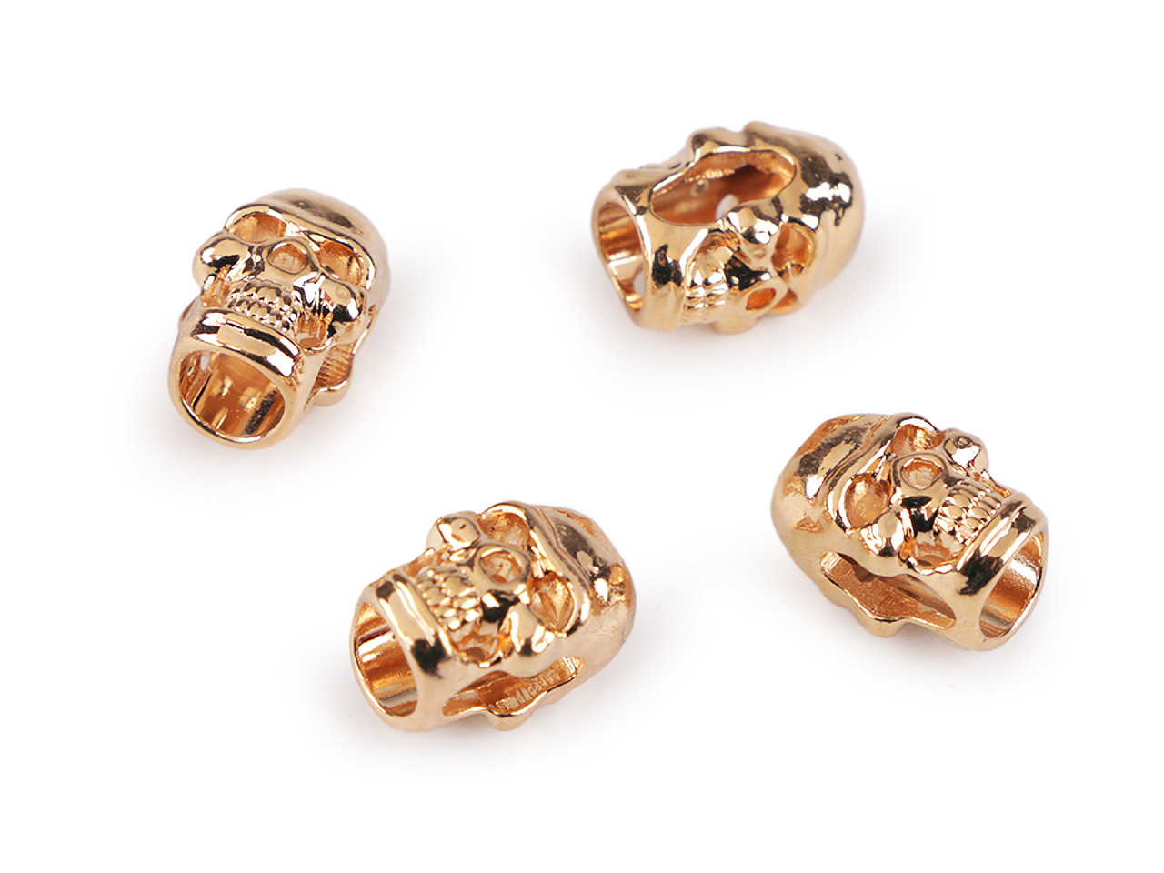 Cord end caps / metal decorative cord end tips, skull ø5 mm - Nickel (4 Pieces)