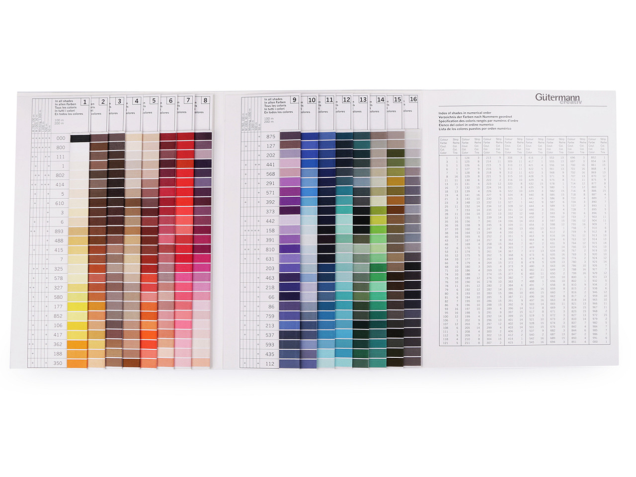 Colour card for threads - gütermann 100 m, 500 m, jeans - As pictured (1 Piece)