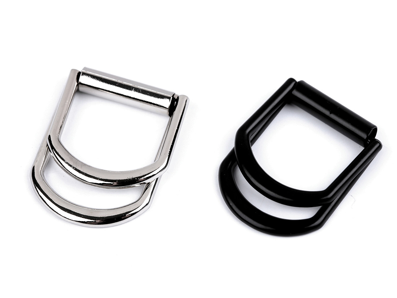 Metal belt buckle, double, pulling hole 20 mm - Black varnish (1 Piece)