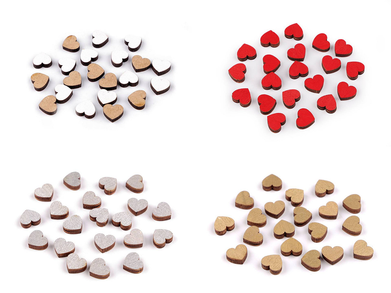 Mini wooden heart to glue on ø10 mm - Red (20 Pieces)