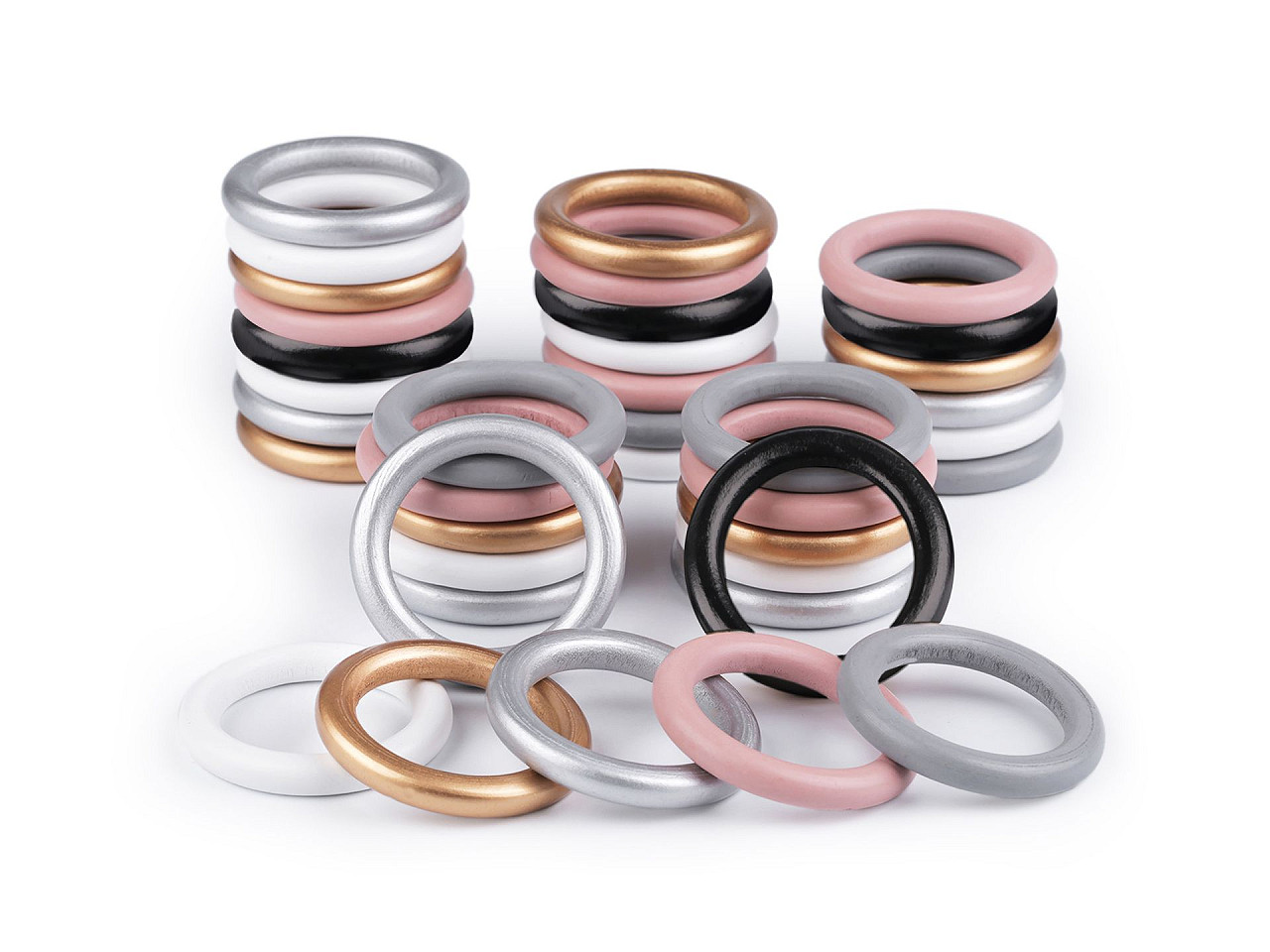 Wooden colored ring, outer diameter ø50 mm - Silver (20 Pieces)